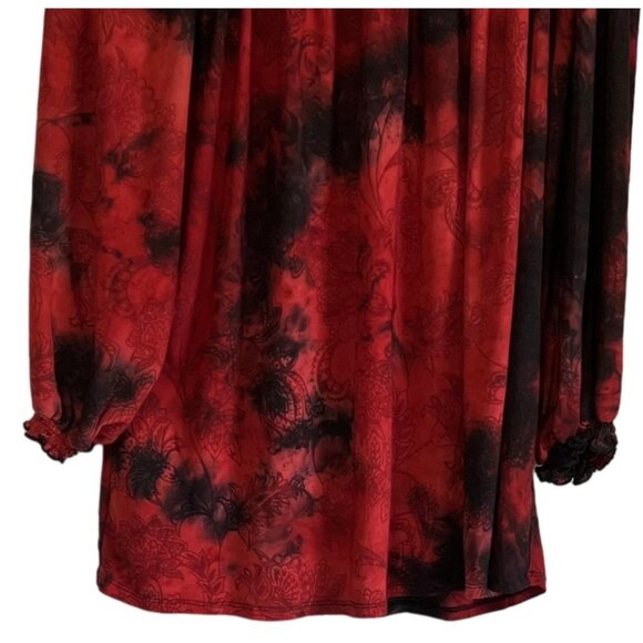Cato Woman Re Black Floral Blouse 26/28 Artsy Plus Size Flowy Valentines Day - Picture 3 of 8